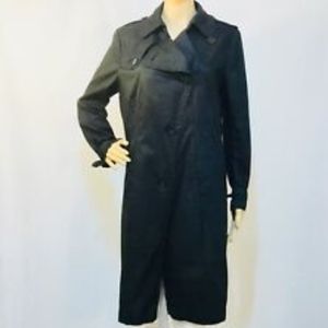 THEORY Nania Hummingbird Linen Trench, Black, Med